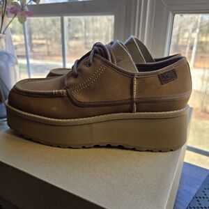 NIB UGG CityFunc Platform Shoes  Chestnut Suede Women's Lace-Up Size 9